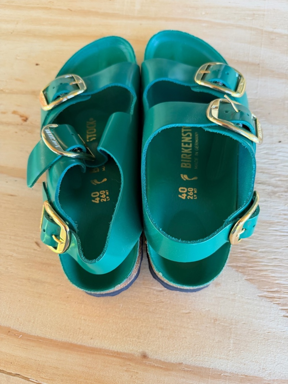 Birkenstock 40 100% Leather Green New - Picture 4 of 12